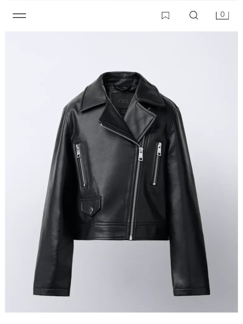 Zara Black Faux Leather Biker Jacket